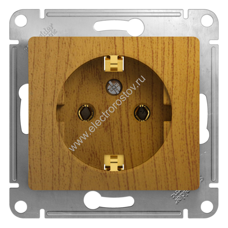 Glossa Дуб Розетка 1-ая с заземлением Schneider Electric