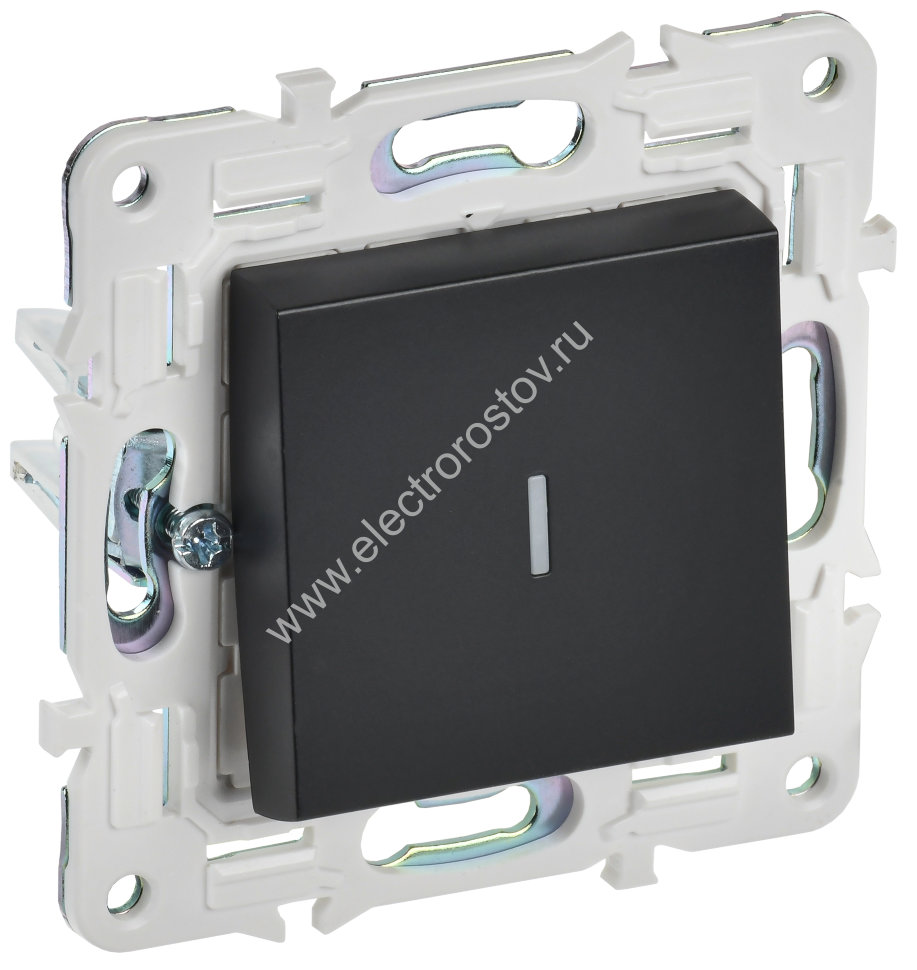 IEK SKANDY Черный Выключатель 1-клавишный проходной с индикацией 10А SK-V08Bl