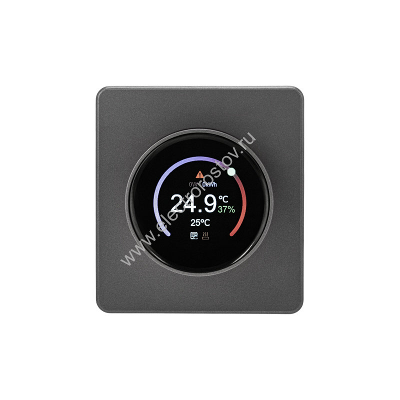 KRANZ ROUND Терморегулятор Wi-Fi с/у титан, с 1-пост. рамкой