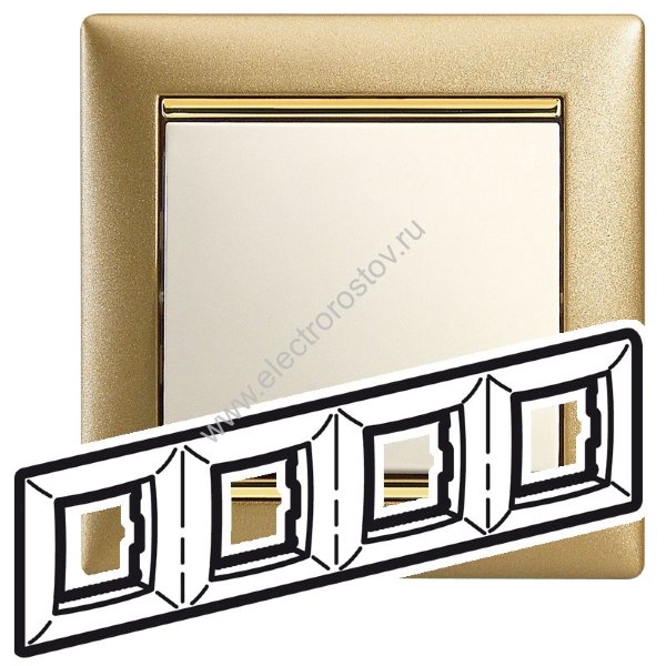 Valena Матовое золото/Золотой штрих Рамка 4-ая Legrand