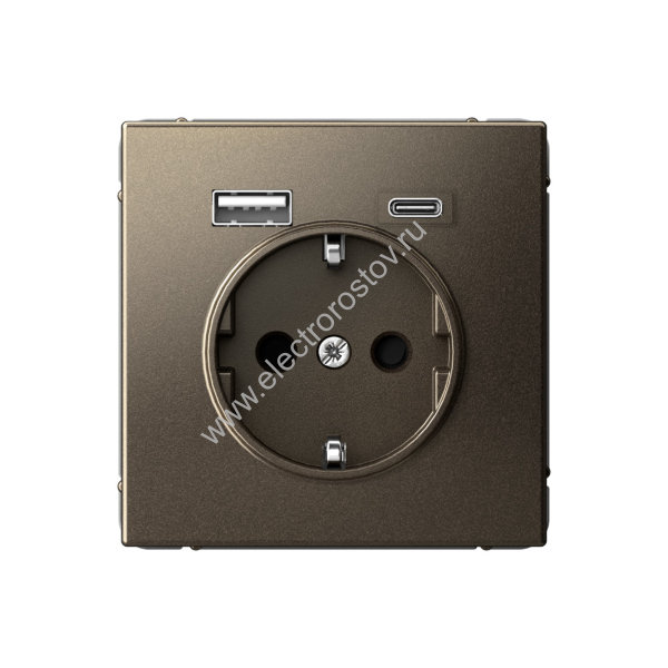 Systeme Electric ArtGallery Мокко Розетка 16А с 2 USB A+C, 5В/2,4А/3,0А, 2х5В/1,5А, механизм