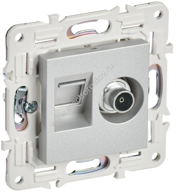 IEK SKANDY Серебряный Розетка двойная TV+RJ45 кат.5E SK-A14S