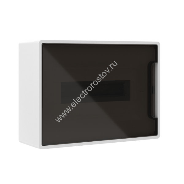 Щиток 12 мод настенный ФРЕЙМ, белый, с тонированной дверцей, с 2 шинами  PEN на 6 и 8 отв.