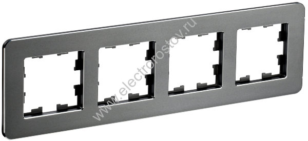 IEK BRITE DECOR Титан металл. скругл.угол Рамка 4-м РУ-4-1-Бр RE