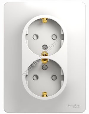 Glossa Белый Розетка 2-ая с/з со шторками Schneider Electric