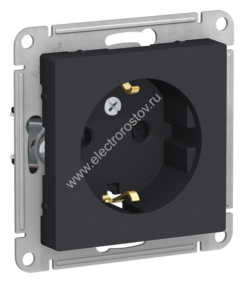 AtlasDesign Карбон Розетка 1-ая с/з со шторками Schneider Electric