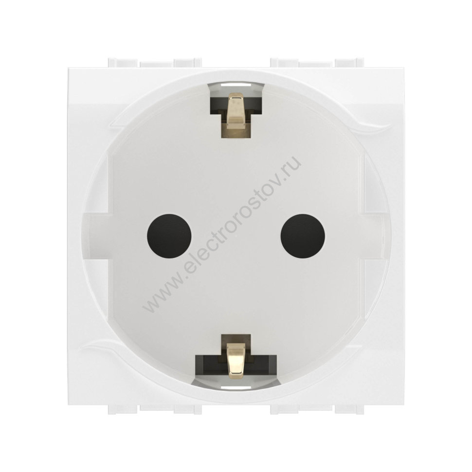 DKC Электрическая розетка  с заземлением, со шторками, белая, 2мод.
