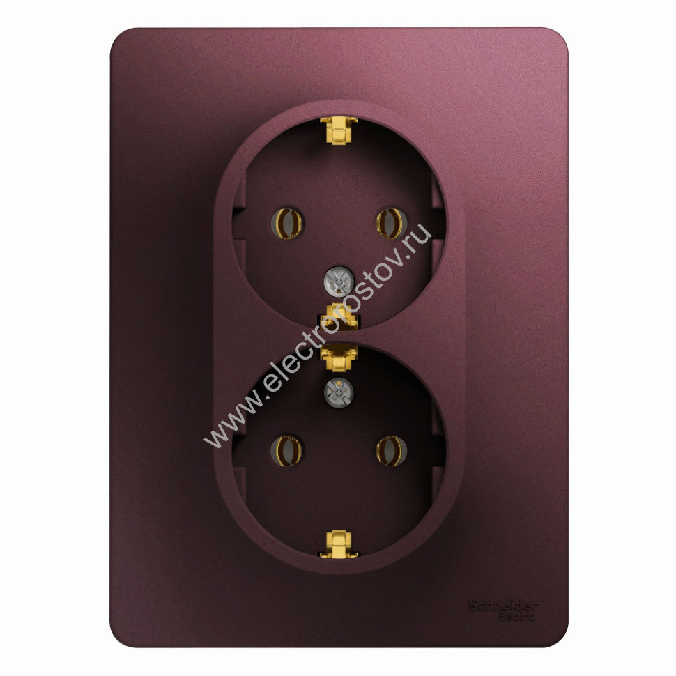 Glossa Баклажановый Розетка 2-ая с/з Schneider Electric