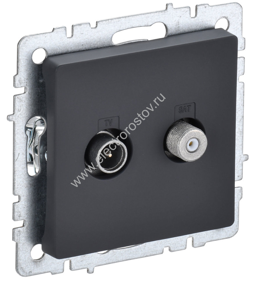 IEK BRITE BASE Графит Розетка двойная TV+SAT РТВ/РСп12-БрГ