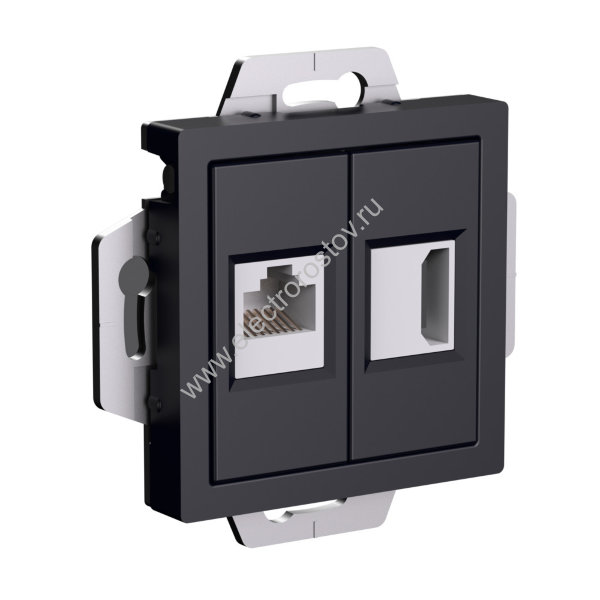 AtlasDesign Карбон Розетка HDMI + RJ45 Schneider Electric