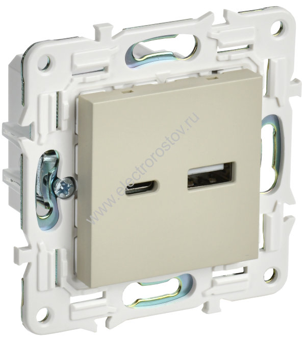 IEK SKANDY Бежевый Розетка USB A+C 3,1А SK-R14B