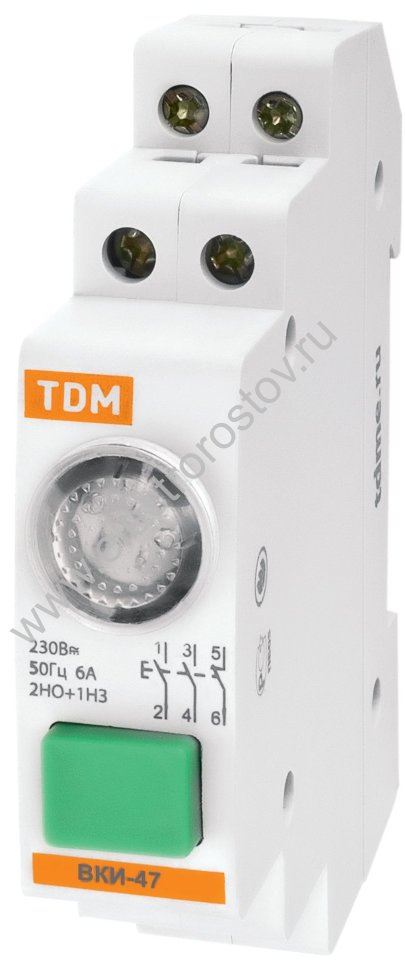 Выключатель кнопочный с индикацией ВКИ-47 зеленый (LED) 2HO, 1H3 AC/DC TDM