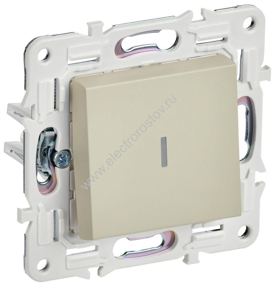 IEK SKANDY Бежевый Выключатель 1-клавишный проходной с индикацией 10А SK-V08B