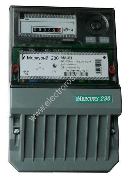 Счетчик электроэнергии 3Ф Меркурий-230 АМ-01 5-60А
