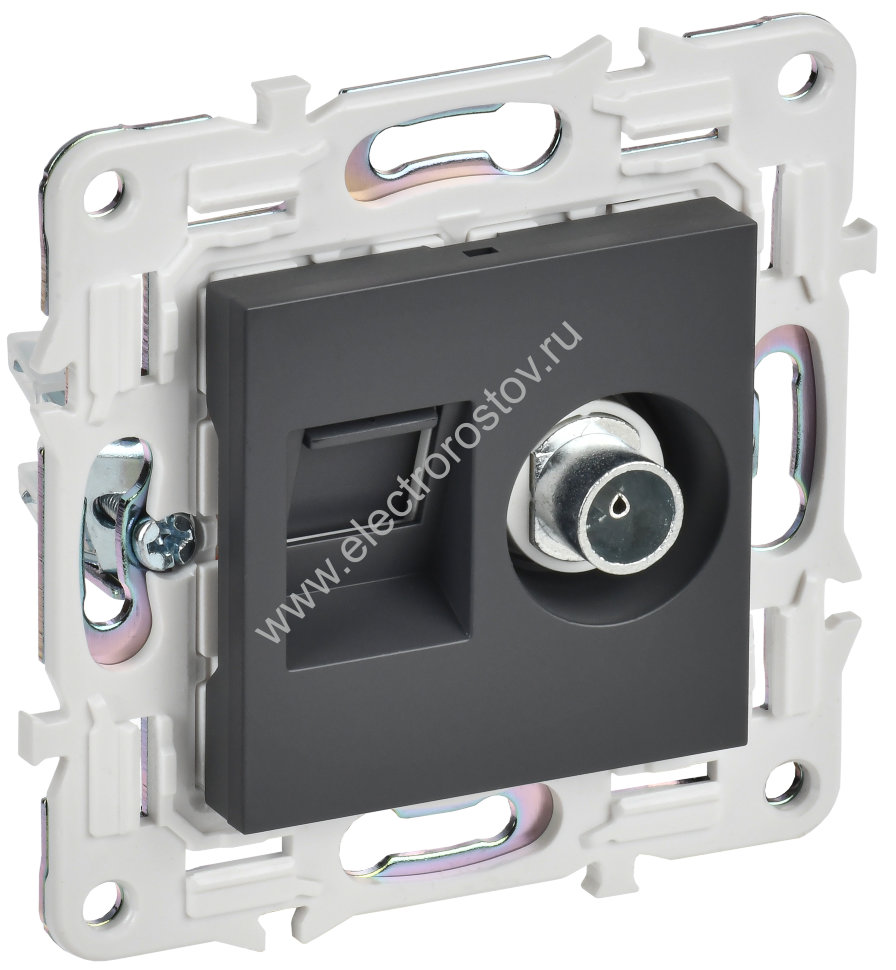 IEK SKANDY Титан Розетка двойная TV+RJ45 кат.5E SK-A14T