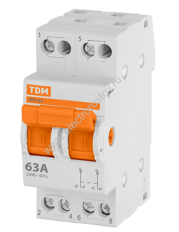 Модульный переключатель трехпозиционный МП63 2P 63A TDM
