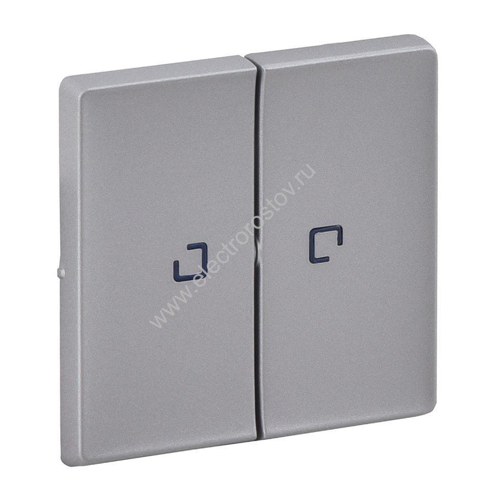 Valena LIFE Алюминий Лицевая панель Выключатель 2-х клавишный с подсв. (линза в центре) Legrand