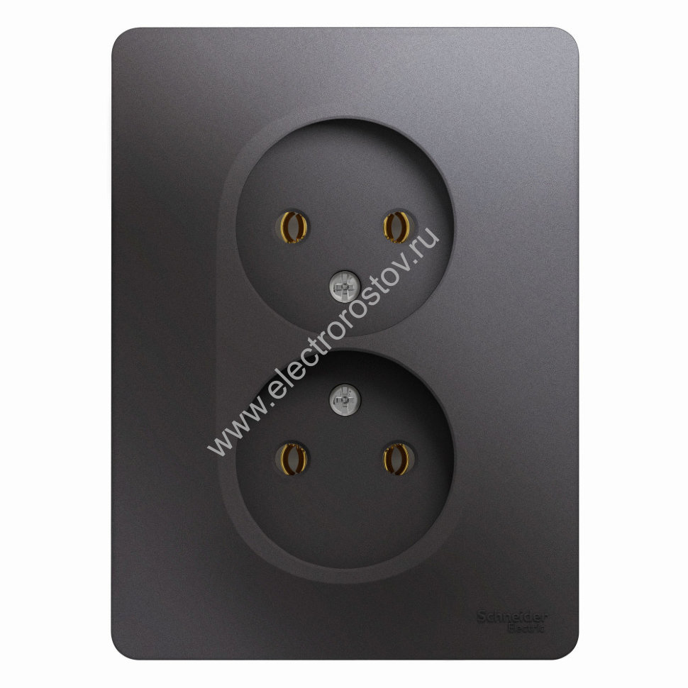 Glossa Графит Розетка 2-ая б/з Schneider Electric