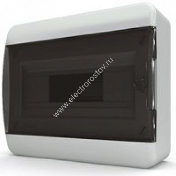 Щит накладной 8 модулей, дверь прозрачная черная, IP40 tekfor