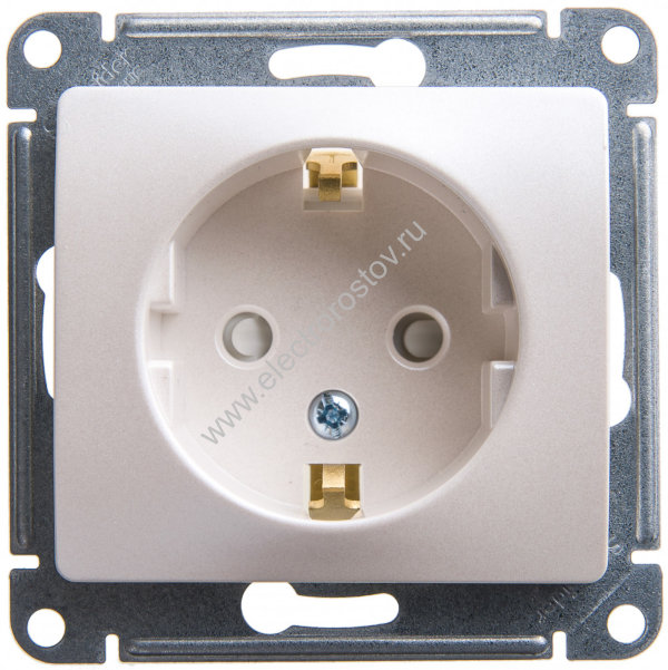 Glossa Перламутр Розетка 1-ая с/з с защитными шторками Schneider Electric