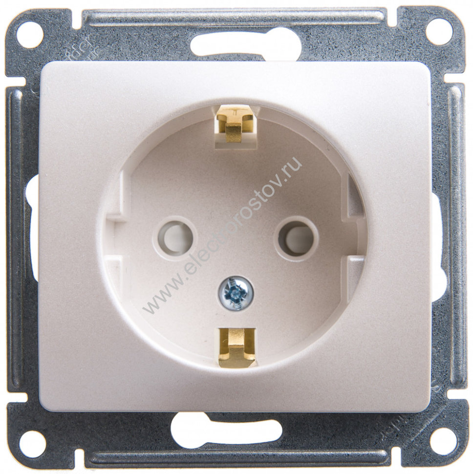 Glossa Перламутр Розетка 1-ая с/з с защитными шторками Schneider Electric