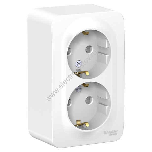 Blanca наруж Белый Розетка 2-ая с/з со шторками 16А, 250В, изолир. пластина Schneider Electric