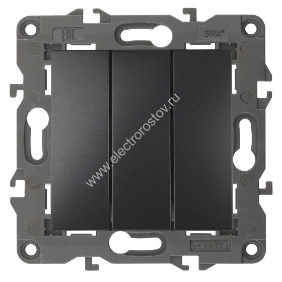 Elegance Антрацит Выключатель трехклавишный ЭРА