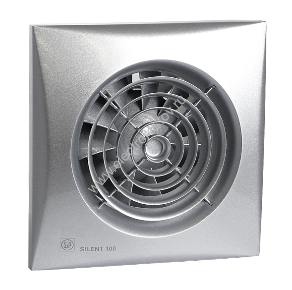 Вентилятор 100мм серебро 95 куб.м/ч, 8 Вт, с клапаном Soler&Palau