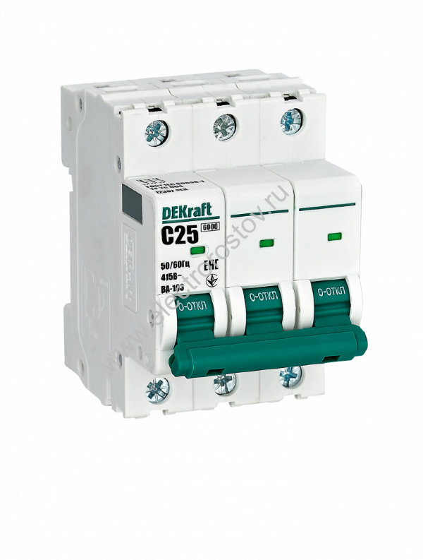 ВА-103 Автоматический выключатель 3P C25 6кА DEKraft
