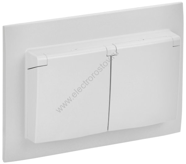 IEK SKANDY Арктический белый Розетка 2-ая с/з с крышкой 16А в сборе IP44 SK-R12W