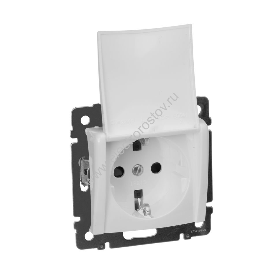 Valena Белый Розетка 1-ая с крышкой, с заземлением 10/16А, 230В Legrand