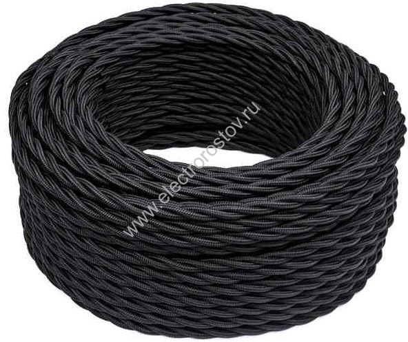 Витой провод 2*1,5, черный, матовый 20м