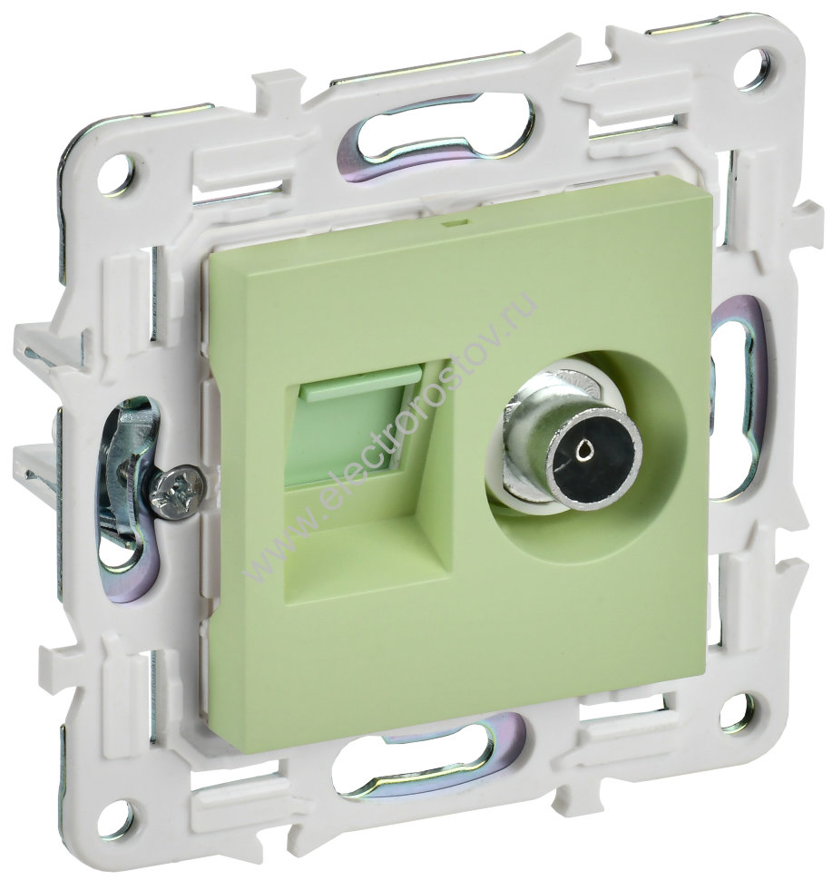 IEK SKANDY Мятный Розетка двойная TV+RJ45 кат.5E SK-A14G