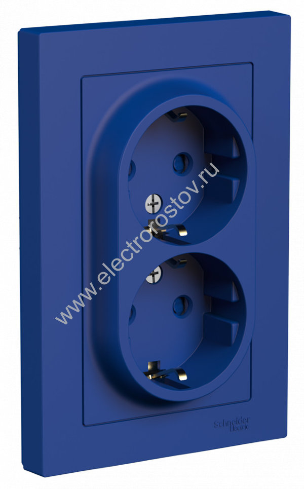 AtlasDesign Аквамарин Розетка 2-ая с/з со шторками Schneider Electric