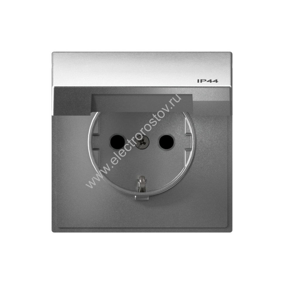 Systeme Electric ArtGallery Алюминий Розетка с заземл. со шт. с крышк, 16А, IP44, механизм