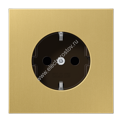 LS 990 Латунь классик Розетка с/з безвинт. зажим со шторками JUNG