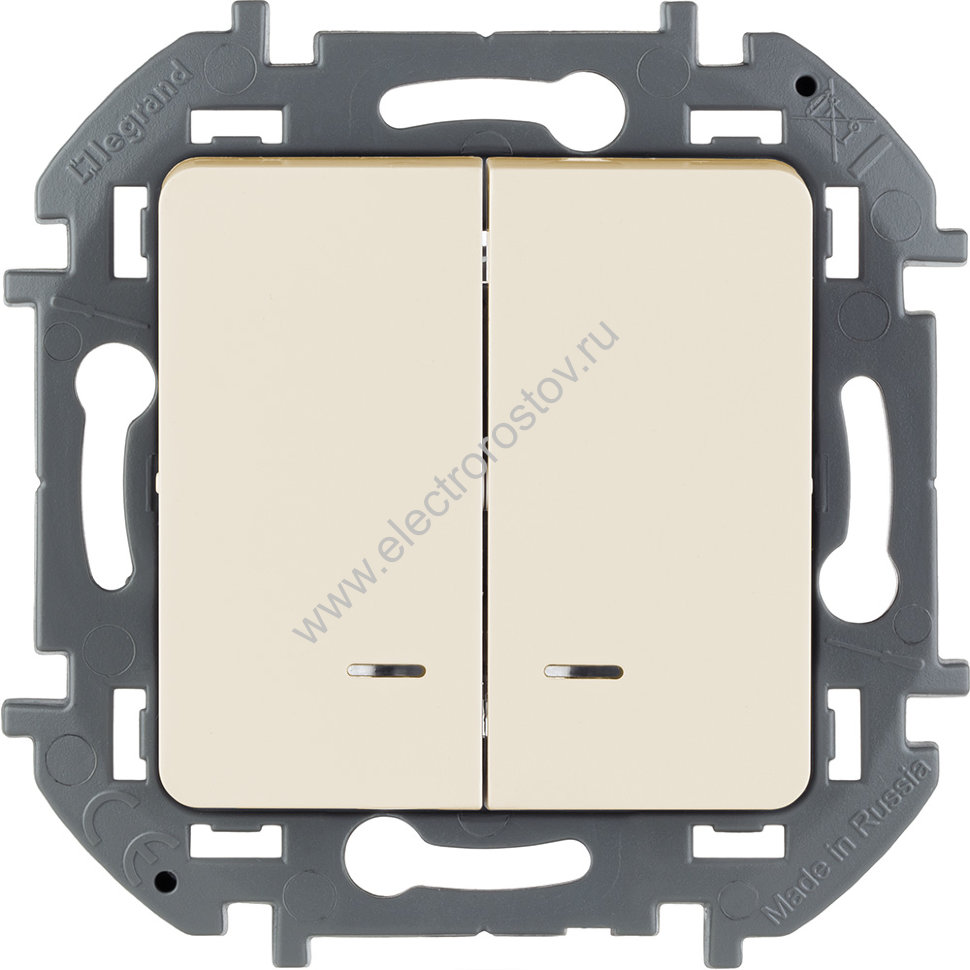 INSPIRIA Слоновая кость Выключатель двухклавишный с подсветкой/индикацией Legrand