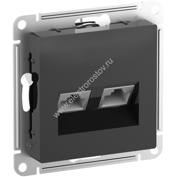 AtlasDesign Карбон Розетка компьютерная 2-ая RJ45+RJ45, кат. 6А Schneider Electric