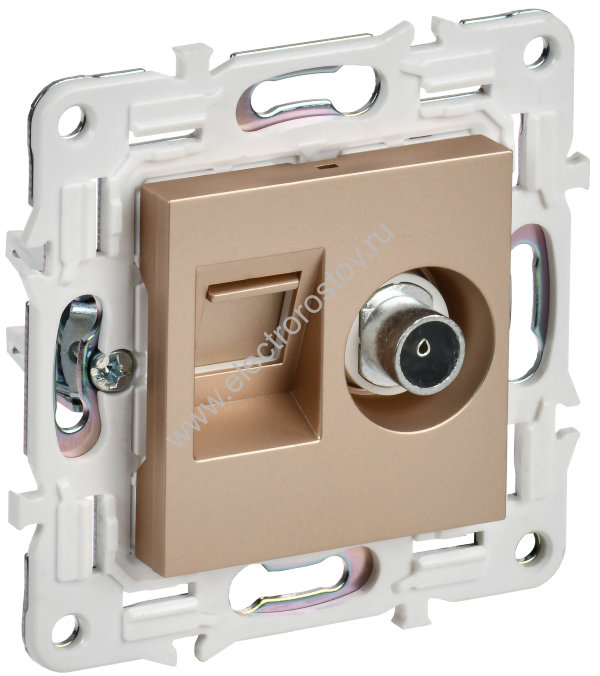 IEK SKANDY Песочный Розетка двойная TV+RJ45 кат.5E SK-A14Sa