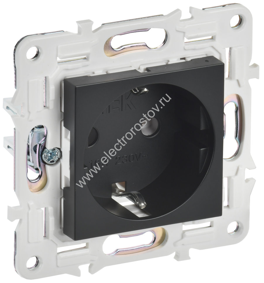 IEK SKANDY Черный Розетка с/з без защитных шторок 16А SK-R05Bl