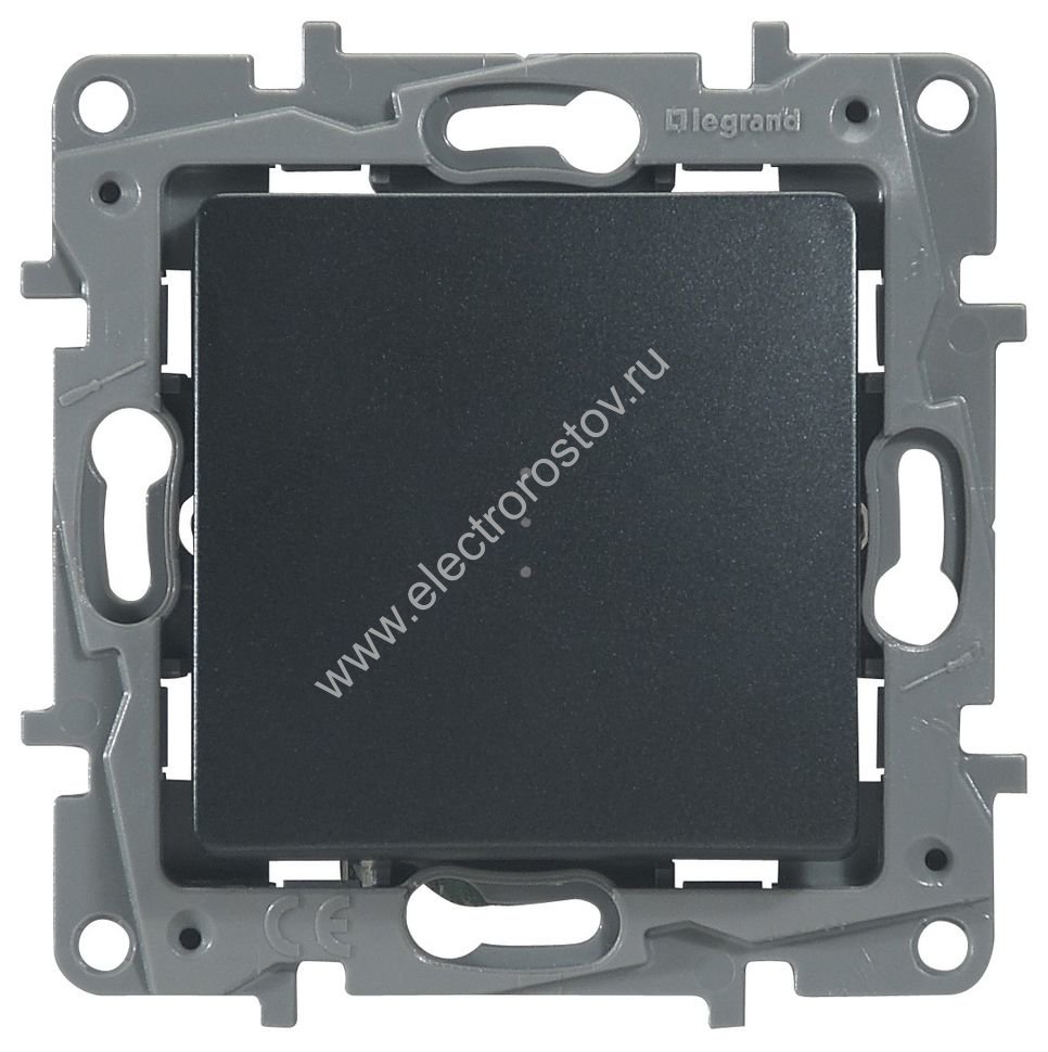 Etika Антрацит Переключатель 1-клавишный с подсветкой Legrand