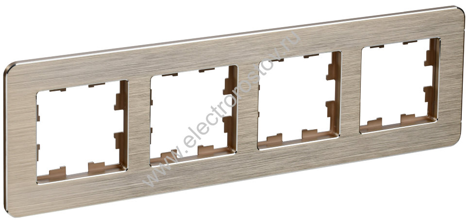 IEK BRITE DECOR Шампань металл. скругл.угол Рамка 4-м РУ-4-1-Бр RE AL