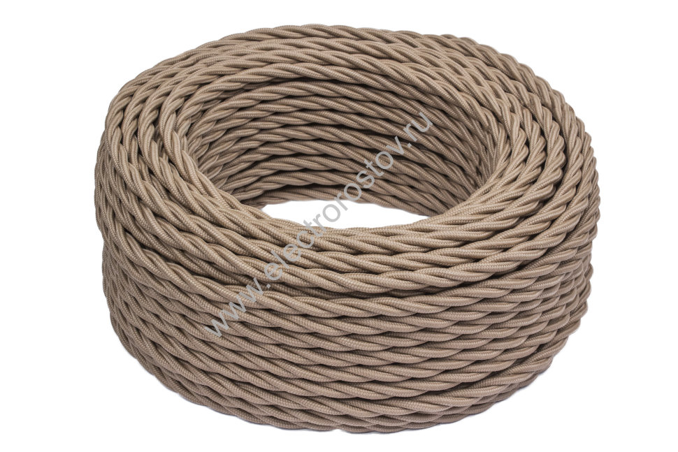 Витой провод 3*2,5, капучино, матовый 50м