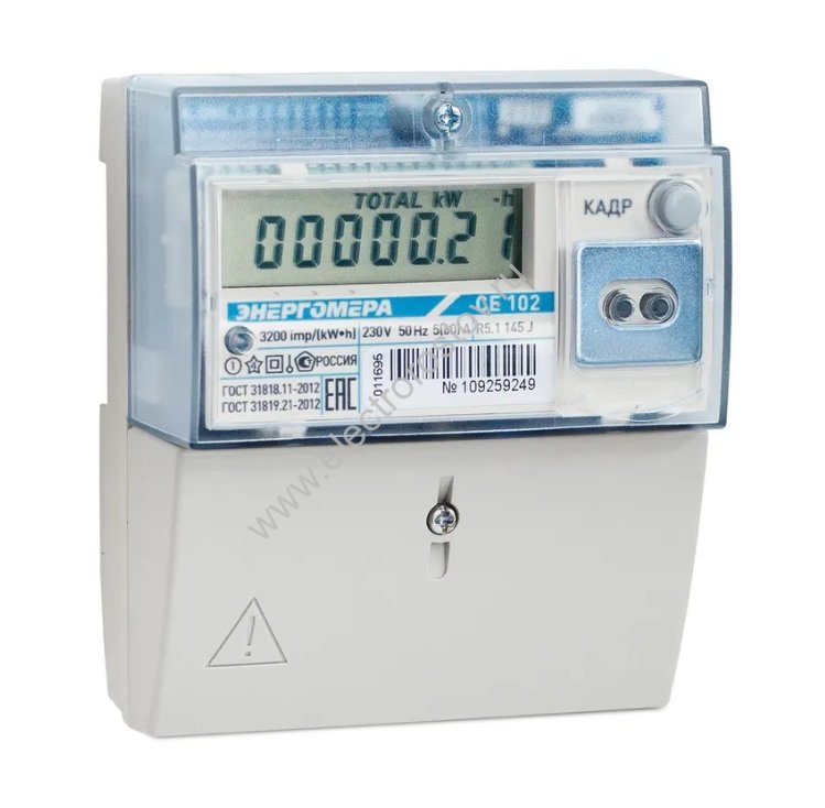 Счетчик электроэнергии 1Ф CE 102 R5.1 145 J 1ф 5-60А класс точн. 1.0 многотариф. Энергомера