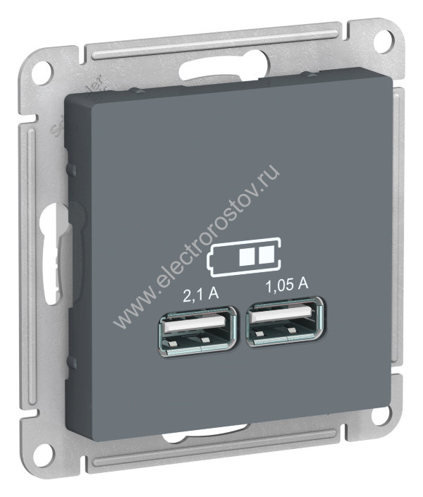 AtlasDesign Грифель Розетка USB A+A; 5В/2,1A; 2x5В/1,05A Schneider Electric