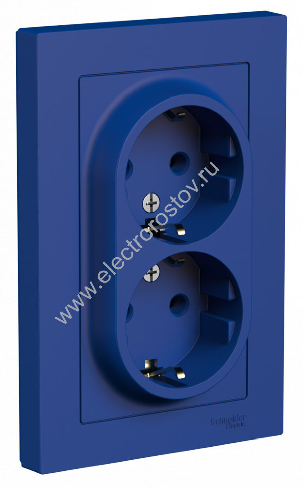 AtlasDesign Аквамарин Розетка 2-ая с/з, в сборе Schneider Electric