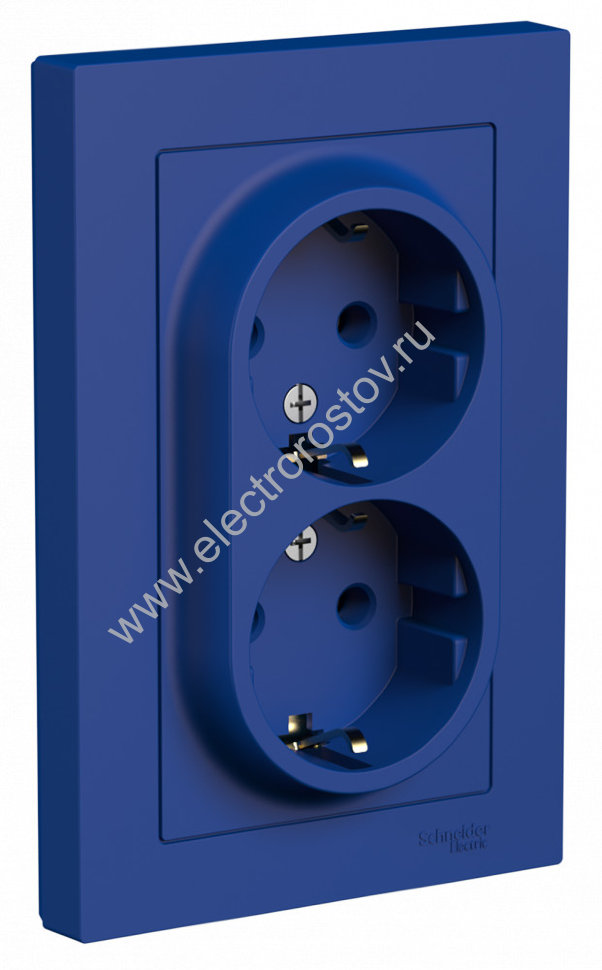 AtlasDesign Аквамарин Розетка 2-ая с/з, в сборе Schneider Electric