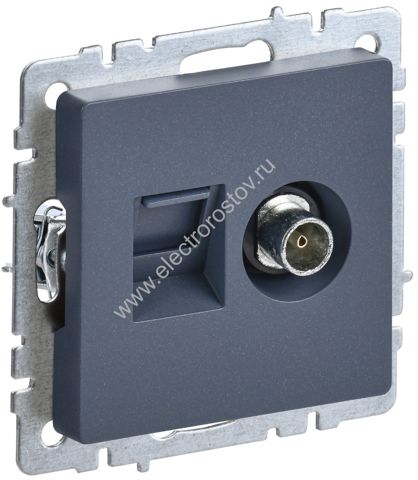 IEK BRITE BASE Маренго Розетка двойная TV+RJ45 кат.5E РТВ/РК12-БрМ