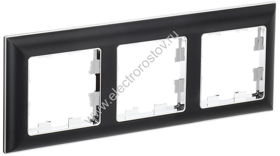 IEK BRITE DECOR Черный/хром 3D-форма Рамка 3-мест. РУ-3-Бр