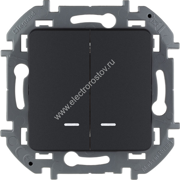 INSPIRIA Антрацит Выключатель двухклавишный с подсветкой/индикацией Legrand